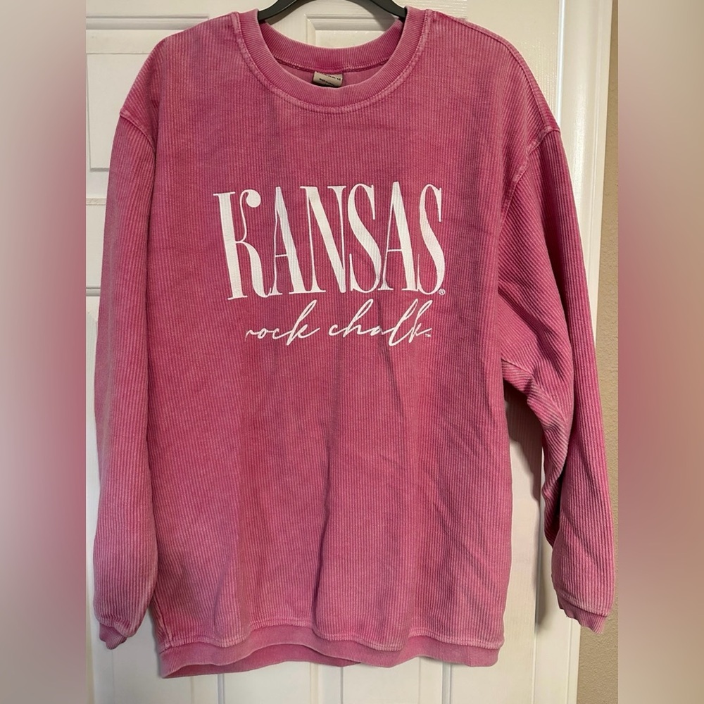 Pink Kansas Rock Chalk Oversized Crewneck Size Large NWOT